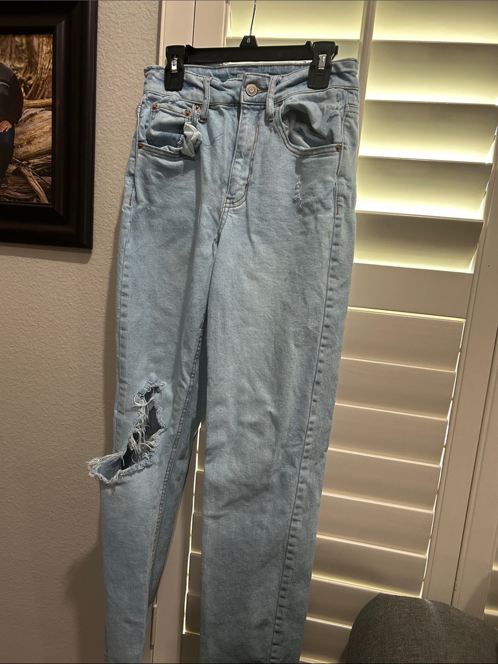 Copper Key Light Blue High-Rise Distressed Mom Jeans